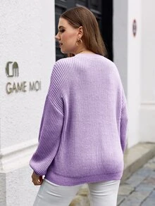 Jersey unicolor de manga obispo - Lila Púrpura - Ver 2