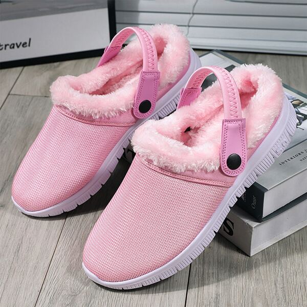 

Plush Inside Slingback Slipper Sneakers, Pink