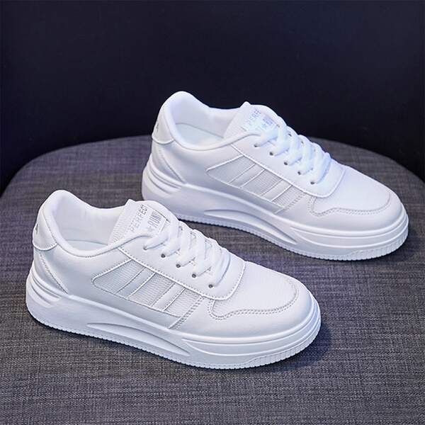 

Mesh Panel Lace-up Front Skate Shoes, White