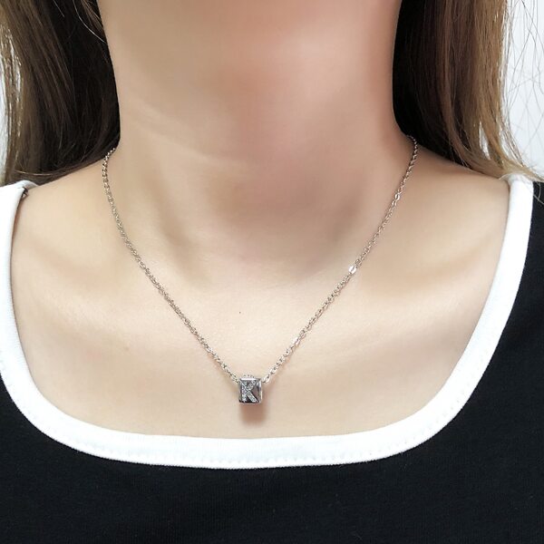 

Letter Graphic Zircon Decor Necklace, Silver