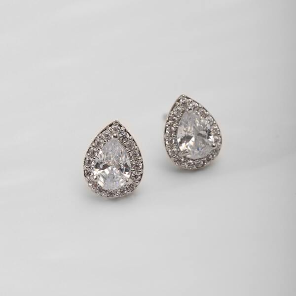 

Zircon Stud Earrings, Silver