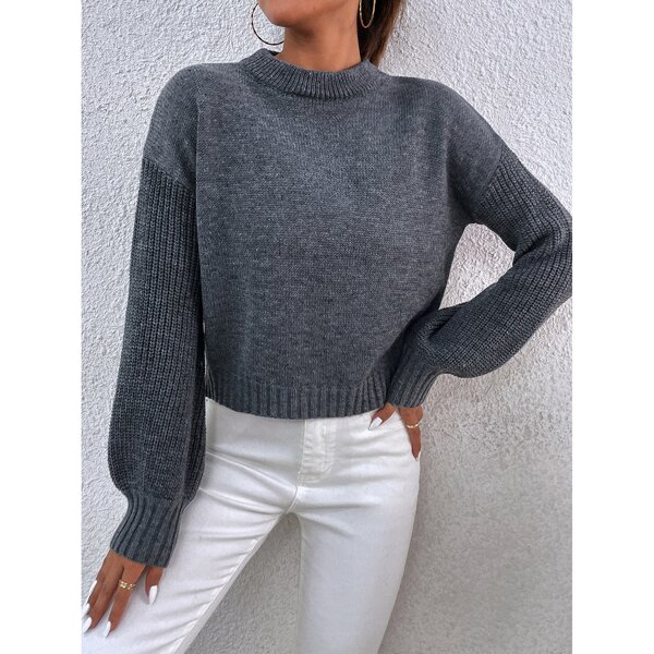 

Solid Drop Shoulder Sweater, Dark grey