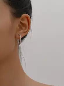 Vòng khuyên tai Khối Zirconia - Bạc - Xem 2