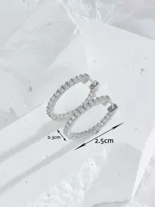 Vòng khuyên tai Khối Zirconia - Bạc - Xem 3