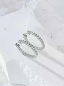 Vòng khuyên tai Khối Zirconia - Bạc - Xem 4