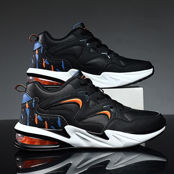 

Men Allover Graphic Low Top Chunky Sneakers, Orange