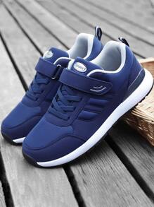 Men Hook-and-loop Fastener Strap Low Top Sneakers - Blue - View 1