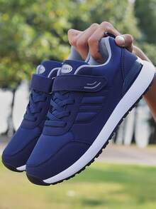 Men Hook-and-loop Fastener Strap Low Top Sneakers - Blue - View 4