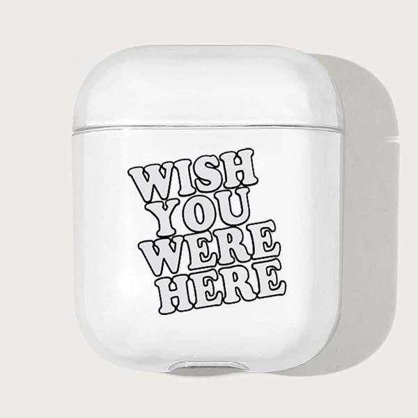 

Чехол для Airpods с текстовым принтом, Прозрачный