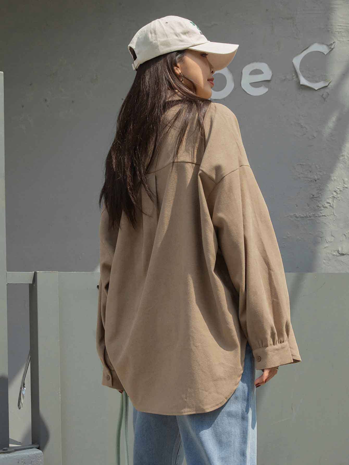 Autumn Casual Solid Color Long Sleeve Corduroy Shirt