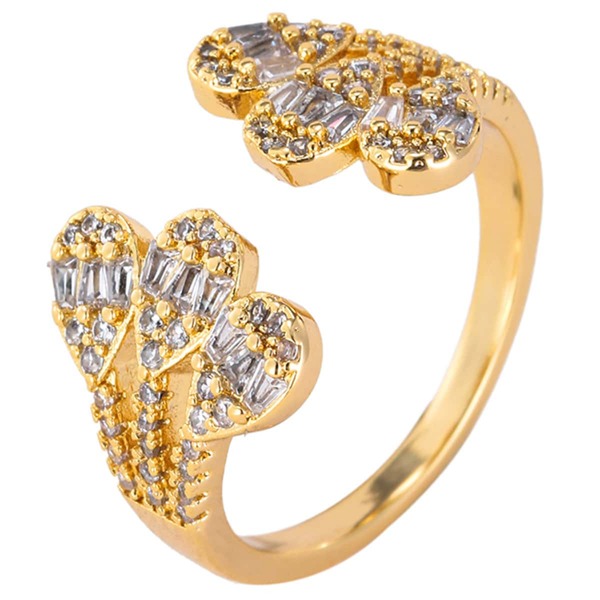 

14K Gold Plated Zircon Decor Cuff Ring