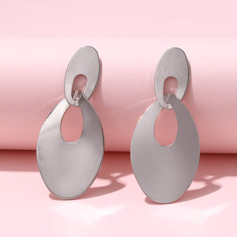 

Geo Drop Earrings, Silver