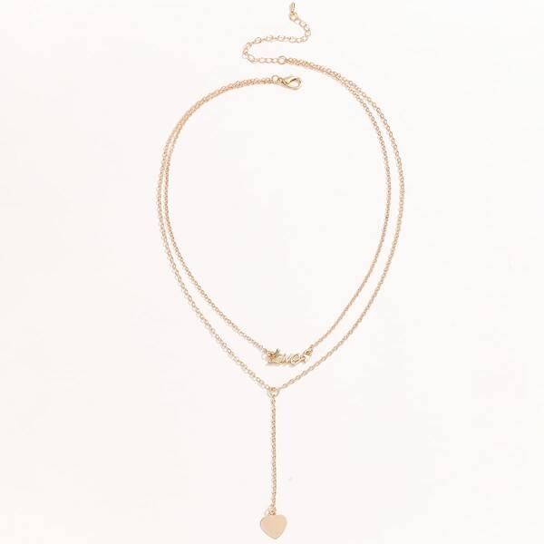 

Heart Charm Layered Necklace, Gold