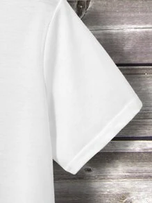 Manfinity Hombres Camiseta de onda con con estampado de letra japonesa - Blanco - Ver 3