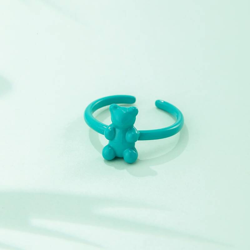 

Bear Decor Cuff Ring, Blue