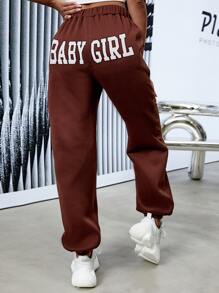 Joggers con estampado de letra térmico - Óxido marrón - Ver 2