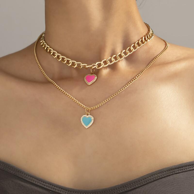 

Heart Decor Layered Necklace, Gold