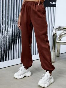 Joggers con estampado de letra térmico - Óxido marrón - Ver 5