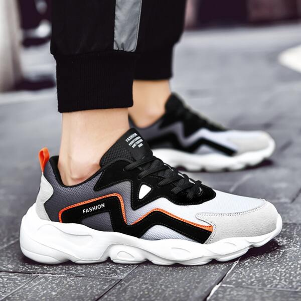

Men Letter Graphic Lace Up Front Sneakers, Multicolor