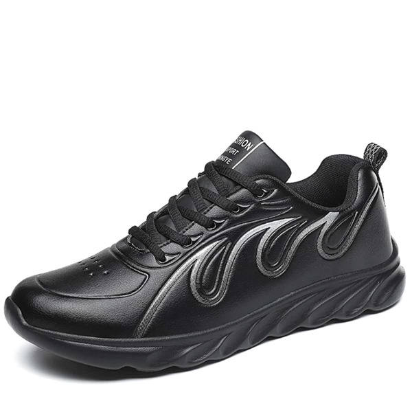 

Men Letter Patch Lace-up Front Sneakers, Black