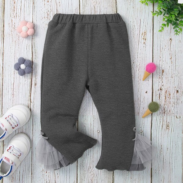 

Baby Mesh Panel Flare Leg Pants, Dark grey