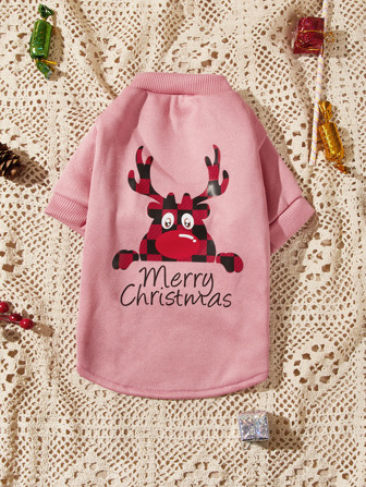 Christmas Elk Print Pet Sweatshirt