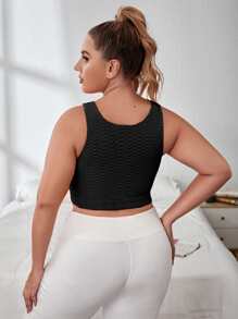 Plus Honeycomb Textured High Support Sports Bra - Black - View 2