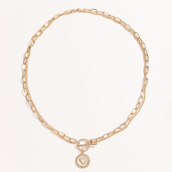 

Heart Detail Necklace, Gold