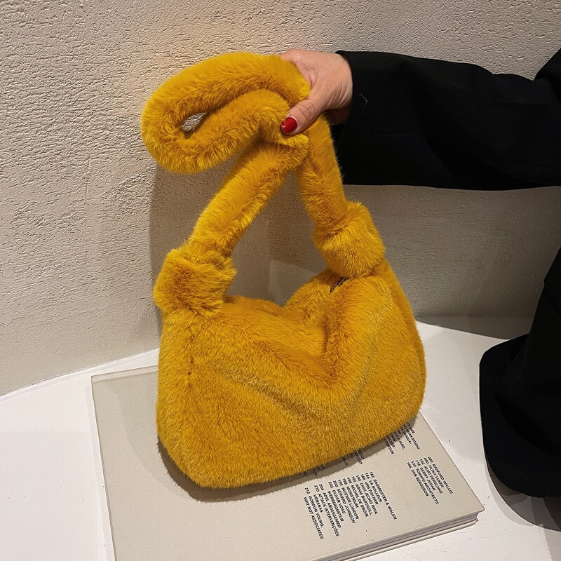 

Minimalist Fluffy Shoulder Bag, Yellow