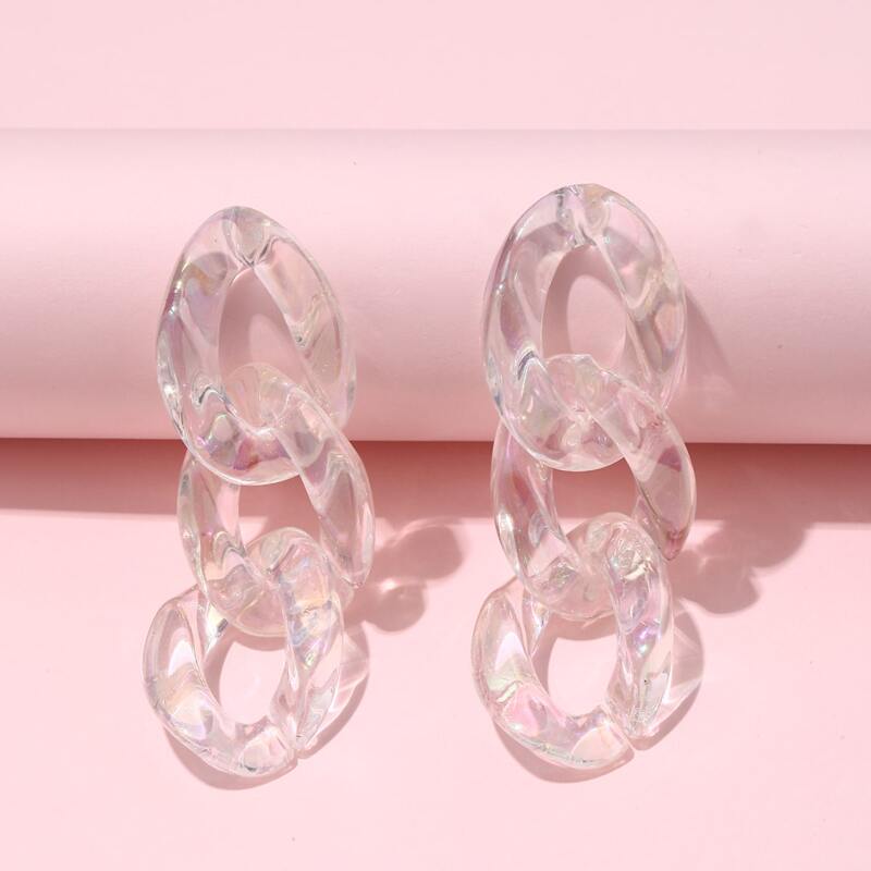 

Clear Chain Design Earrings, Multicolor