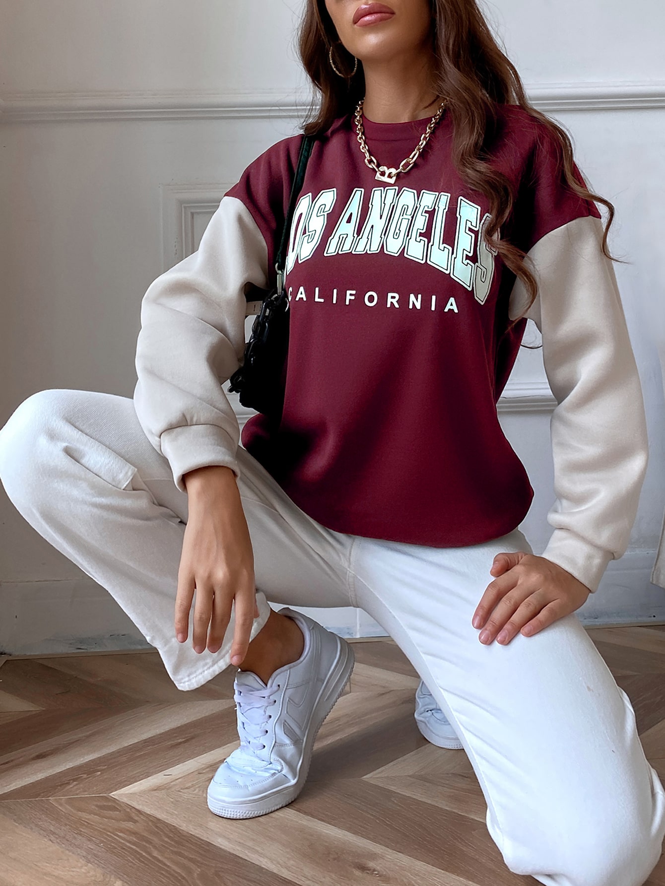 Letter color block pullover