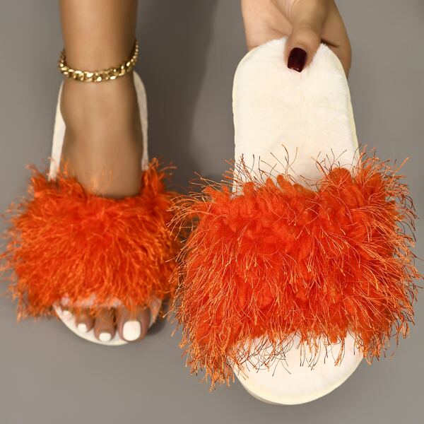 

Minimalist Fluffy Home Slippers, Orange