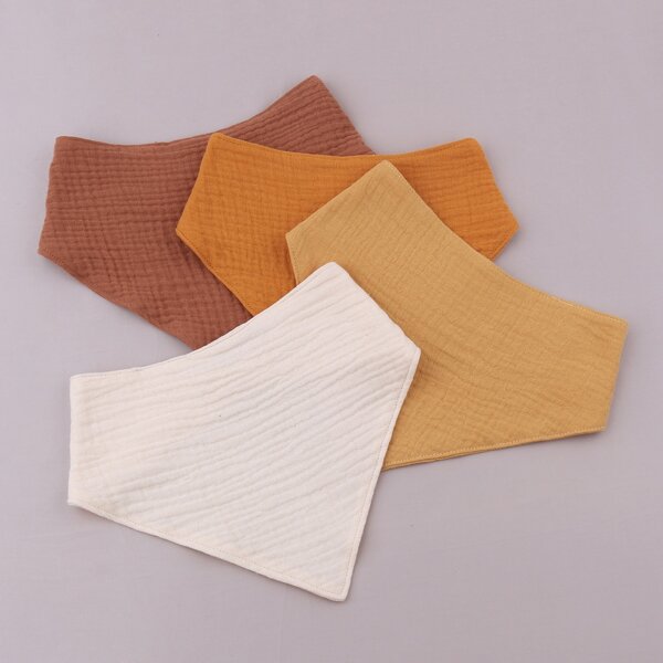 

4pcs Baby Solid Bib, Multicolor