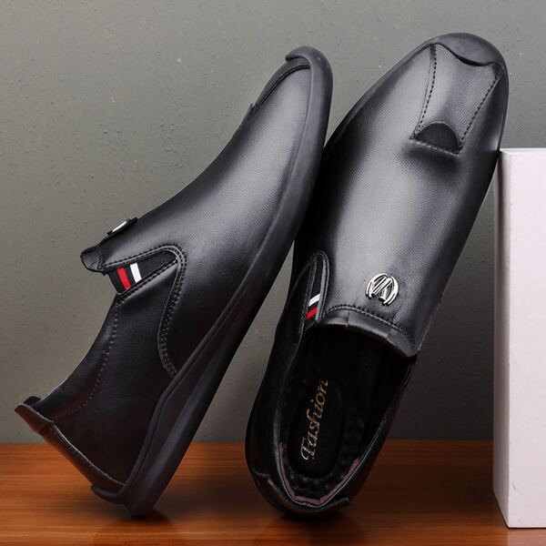 

Men Striped Pattern Loafers, Black