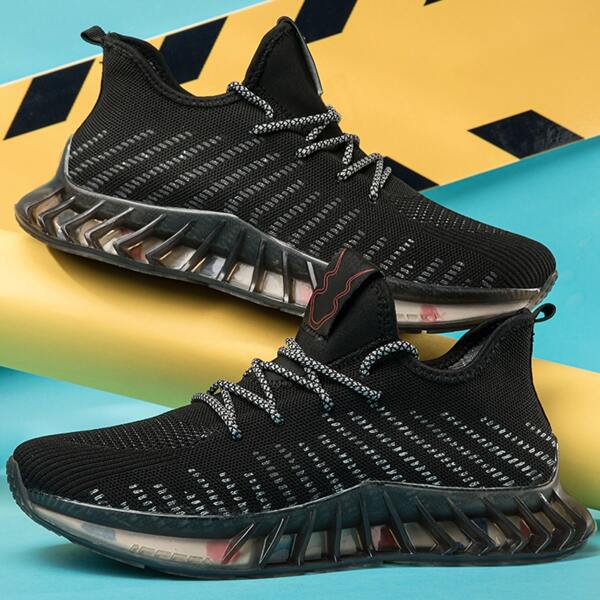 

Men Lace-up Front Running Shoes, Black