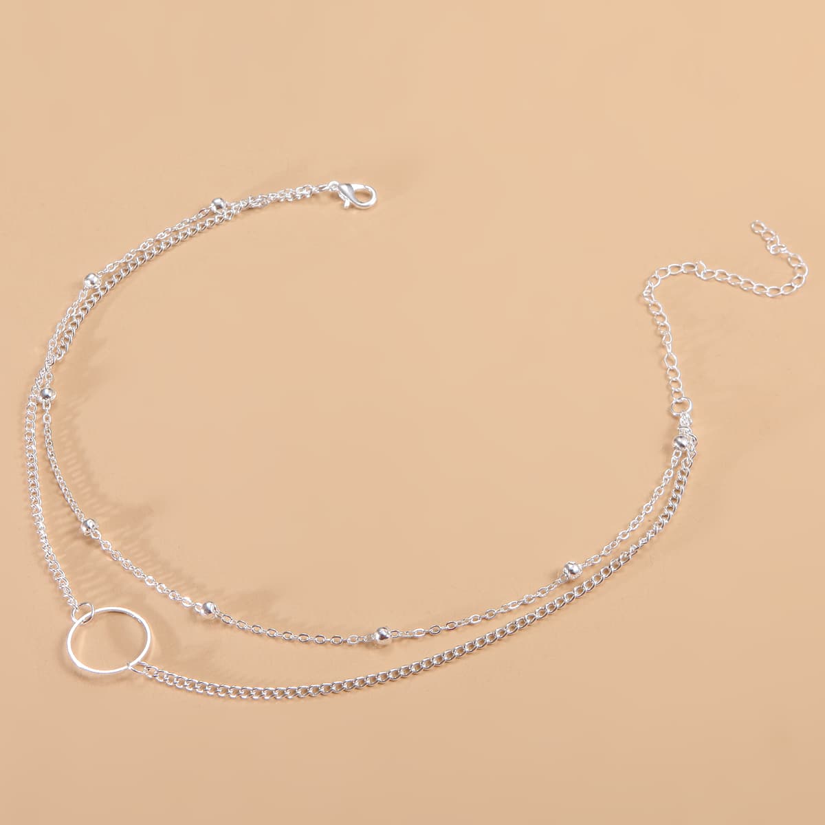 

Ring Decor Layered Necklace, Silver