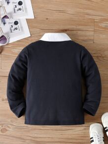 SHEIN Camiseta Rayada De 2 En 1 Para Niño Joven - azul real - Ver 2