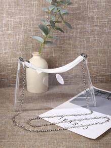 透明拉鍊方形包，體育場認可12X12X6透明透明錢包袋適合音樂會體育賽事節日 - 無色 - 查看 3