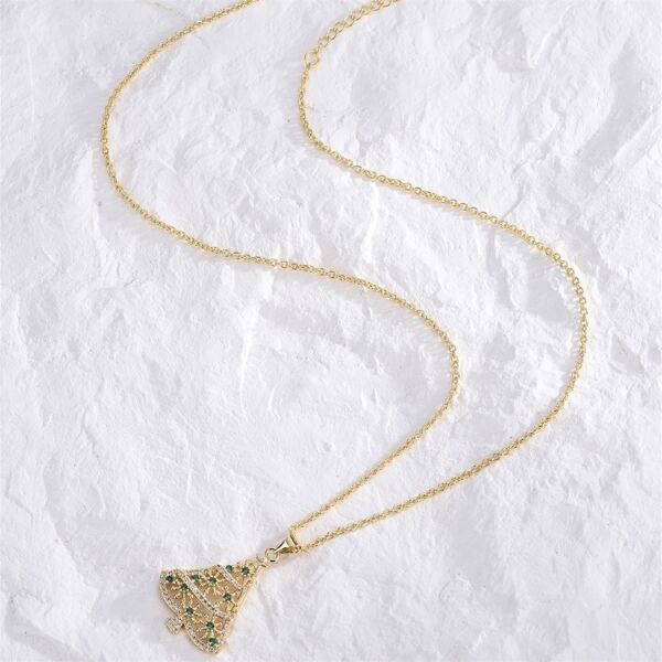 

18K Gold Plated Christmas Tree Charm Necklace