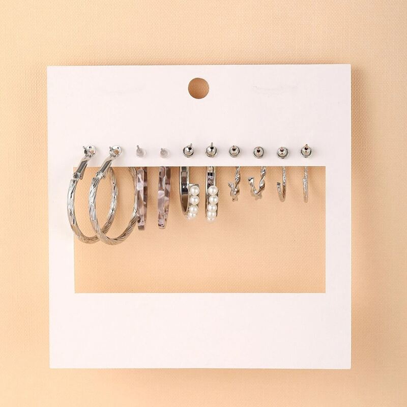 

5pairs Faux Pearl Decor Earrings, Silver