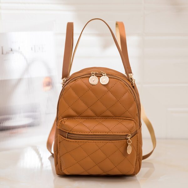 

Quilted Pocket Front Classic Backpack, Brown