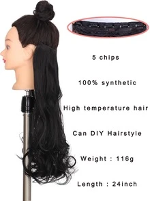 5入組夾長款卷合成纖維假髮片 - 彩色 - 查看 4