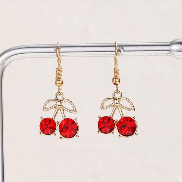 

Cherry Drop Earrings, Red
