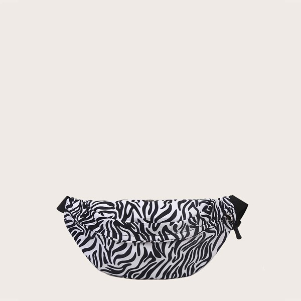 

Girls Zebra Stripe Fanny Pack, Black and white