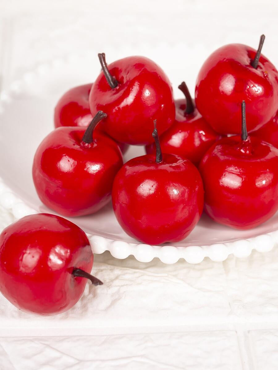 6pcs Plastic Foam Artificial Mini Apples Home Decor Realistic Plants - Red - View 1