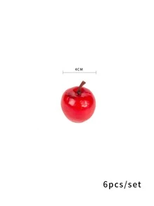 6pcs Plastic Foam Artificial Mini Apples Home Decor Realistic Plants - Red - View 3