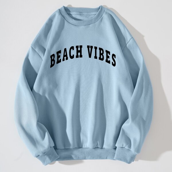 

Letter Graphic Thermal Lined Sweatshirt, Baby blue