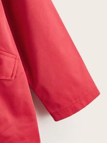 SHEIN Niñas Abrigo con capucha de manga raglán - Rojo - Ver 3