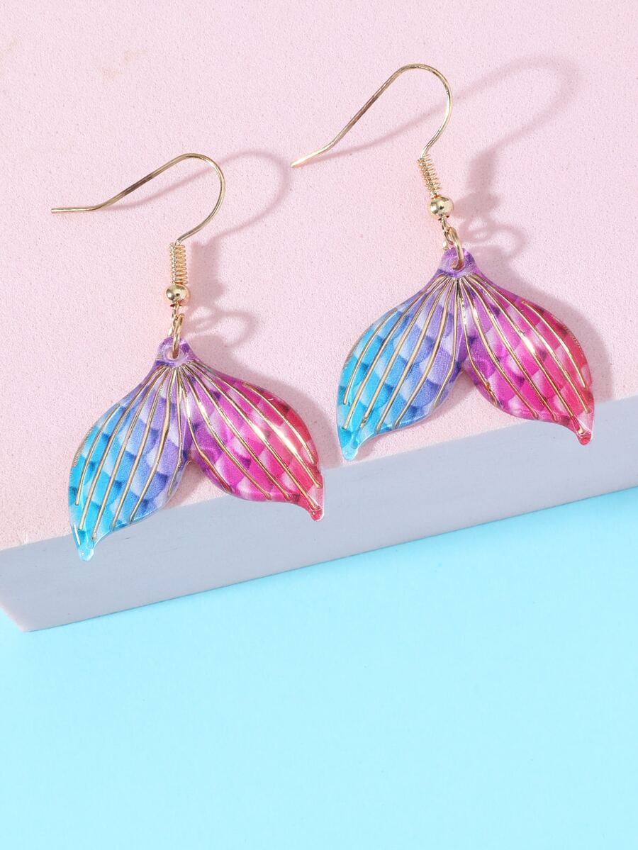 女孩魚尾耳墜 - 彩色 - 查看 1