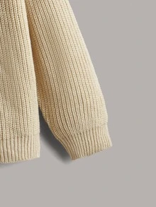 SHEIN 女孩插肩袖前排扣開襟衫 - 卡其色 - 查看 3